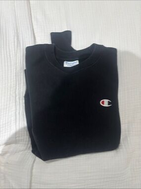 Champion Men's Black Crewneck with Embroidered C Logo